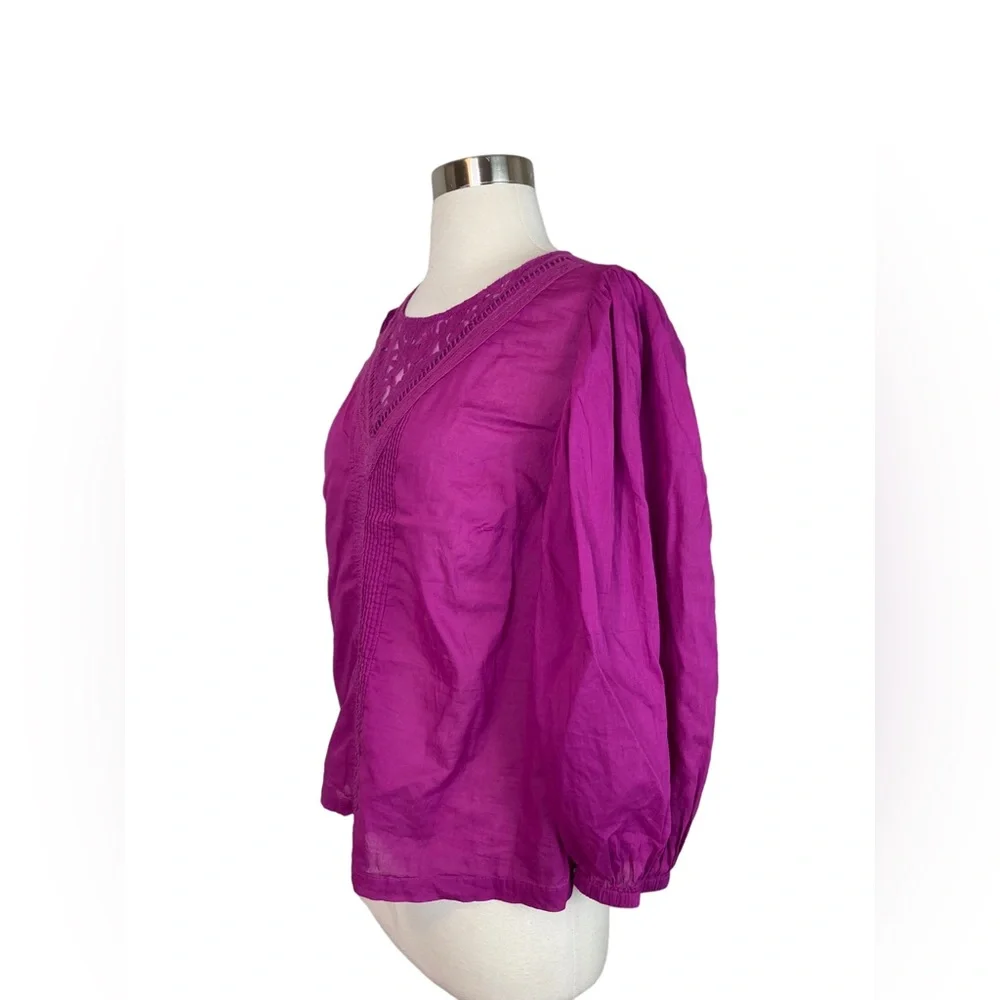 Farm Rio x Anthropologie Women’s Peasant Blouse Top Lace Magenta Pink lace - Picture 3 of 9